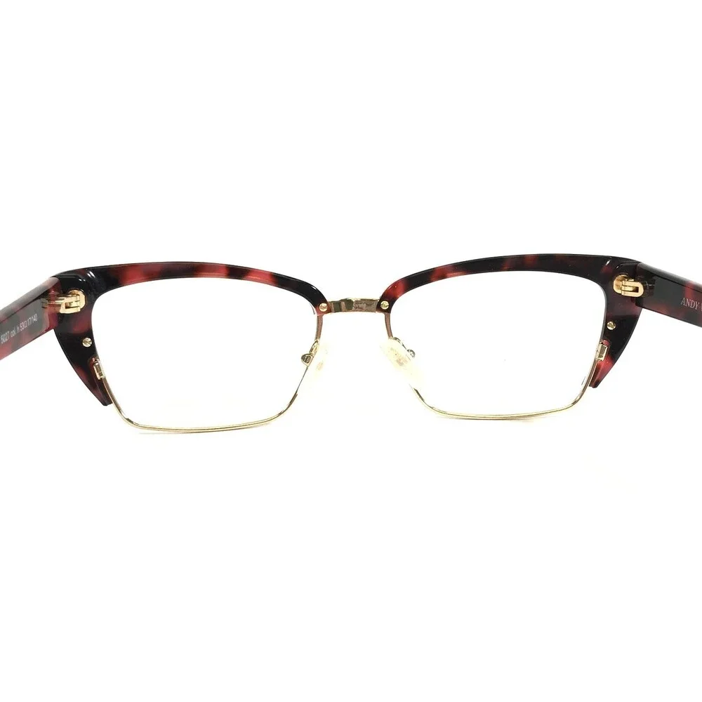 Andy Wolf Eyeglasses Frames 5027 col.h Brown Red Tortoise Gold Cat Eye 53-17-140